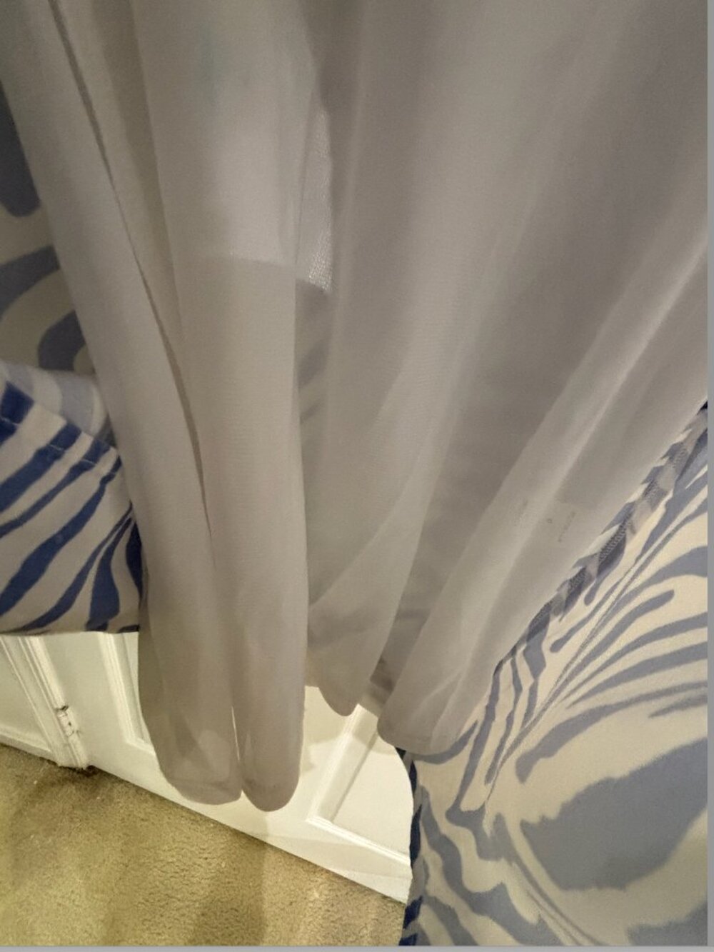 THML Blue & White Zebra Print Flutter Sleeve Dress | Size Medium - Picture 6 of 8